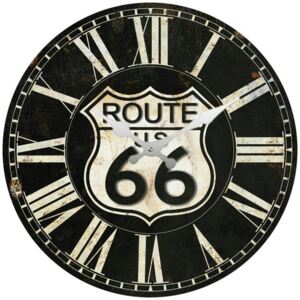 Postershop Nástenné sklenené hodiny: Route 66 (1) - 34 cm