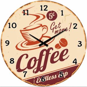 Postershop Nástenné sklenené hodiny: Coffee Endless Cup - 34 cm