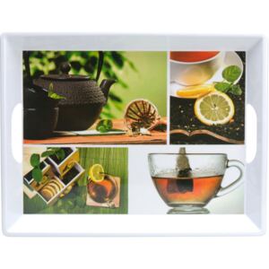 Retro podnos - Čaj (zelený podklad)