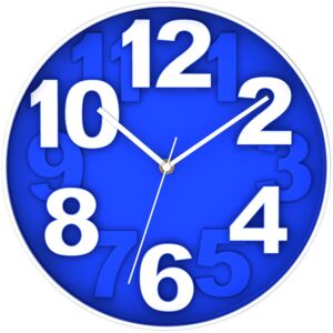 Postershop Nástenné hodiny: Modrá (veľké čísla) - 30 cm
