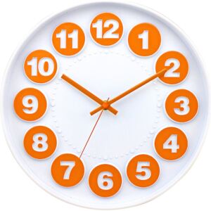 Postershop Nástenné hodiny: Číselné kruhy (bielo-oranžová) - 30 cm
