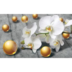 Donga Fototapeta: Orchidea a žlté guličky - 254x368 cm