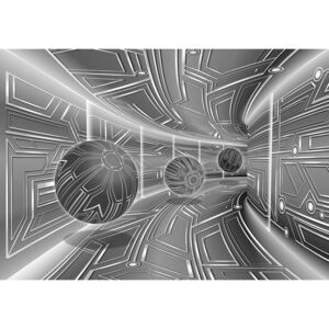 Donga Fototapeta: 3D Sci-fi tunel (sivý) - 254x368 cm