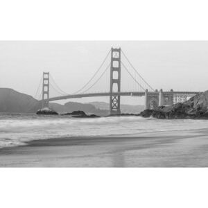 Obraz na plátne: Golden Gate Bridge (čiernobiely) - 75x100 cm