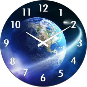 Postershop Nástenné sklenené hodiny: Planéta Zem - 30 cm