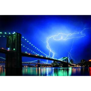 Plagát - Brooklyn Bridge Lightning