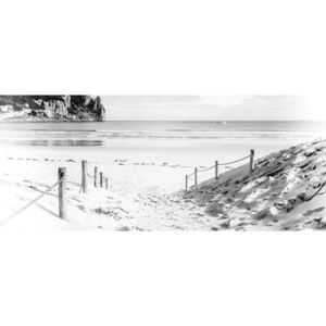 Donga Fototapeta: Piesková pláž (čiernobiela) - 104x250 cm