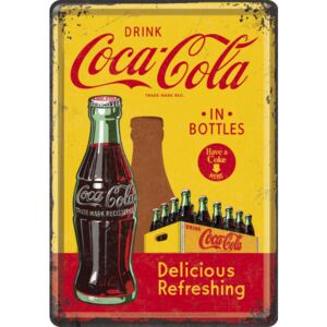 Nostalgic Art Plechová pohľadnice - Coca-Cola (In Bottles Yellow)