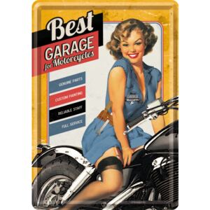 Nostalgic Art Plechová pohľadnice - Best Garage for Motorcycles (žltá)