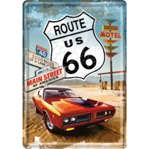Nostalgic Art Plechová pohľadnice - Route 66 (Red car)
