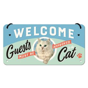 Nostalgic Art Závesná ceduľa: Welcome Guests Cat - 10x20 cm