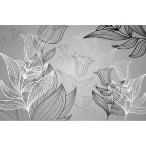 Donga Fototapeta: Šedé Tulipány (Kreslené) - 254x368 cm