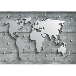 Donga Fototapeta vliesová: Kovová mapa sveta - 254x368 cm