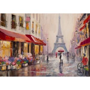 Fototapeta vliesová: Ulička k Eiffelovej veži (maľované) - 254x368 cm