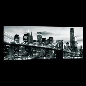 Obraz na plátne: Čiernobiely Brooklyn Bridge (4) - 145x45 cm