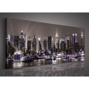 Obraz na plátne: New York v noci - 145x45 cm