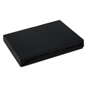 Čierna bavlnená jersey posteľná plachta 240x220+30 cm