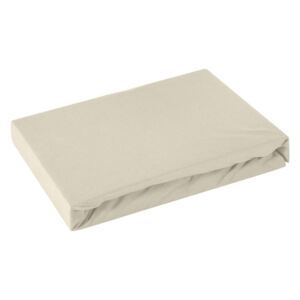 Béžová bavlnená jersey posteľná plachta 240x220+30 cm