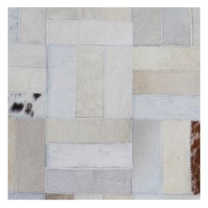 Luxusný kožený koberec, biela/sivá/hnedá, patchwork, 140x200, KOŽA typ 1 | TEMPO KONDELA