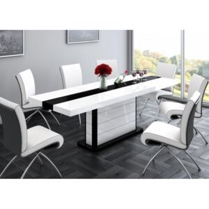 Jedálenský stôl PIANOSA, bielo/čierny (Luxusný rozložiteľný jedálenský stôl do moderných kuchýň)