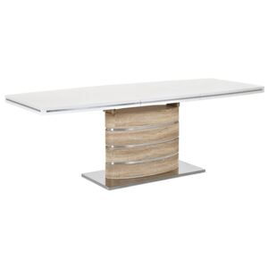 Jedálenský stôl FANO (Sonoma) (Moderný rozkladací jedálenský stôl v kombinácii farieb biela / dub sonoma)