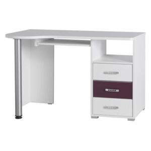 Písací a PC stôl NEMO 11 - biela / fialová (Písací a PC stôl zo systémového nábytku Nemo, dostupného v niekoľkých farebných variantoch)