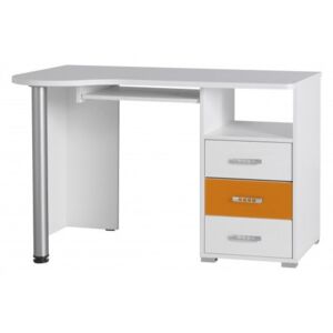 Písací a PC stôl NEMO 11 - biela / oranžová (Písací a PC stôl zo systémového nábytku Nemo, dostupného v niekoľkých farebných variantoch)