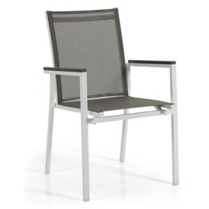 Záhradná stolička AVANTI - biely rám/ šedý výplet