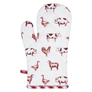 Kuchynská bavlnená chňapka Country Life Animals bielo-červená- 16 * 30 cm