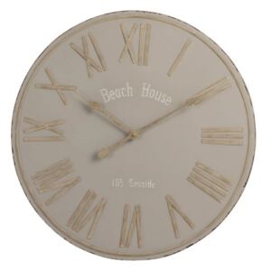 Béžové nástenné kovové hodiny Beach House - Ø60cm