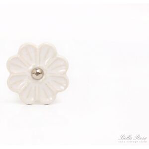 Porcelánová úchytka Flower - biela