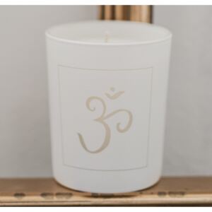 Biela sviečka Joga ॐ - bazalka a limetka