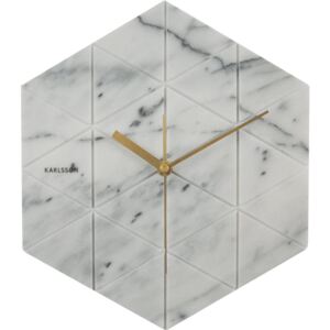 Mramorové hodiny Hexagon White