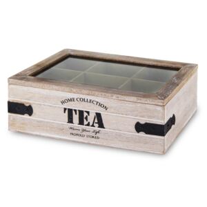 Krabička na čaj drevená 8,5x24x16 barva: white, velikost: 8,5x24x16