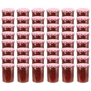 Zaváracie poháre s bielo-červenými viečkami 48 ks 400 ml sklo