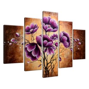 Ručne maľovaný obraz Rastúce fialové kvety 150x105cm RM1506A_5H