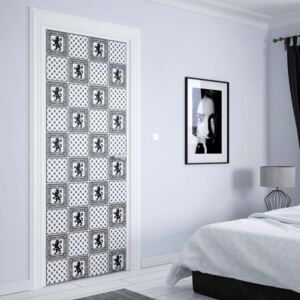 GLIX Fototapeta na dvere - Vintage Tiles Pattern Black And White
