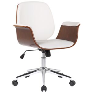 Kancelárska stolička Kemberg ~ koženka, drevo orech Farba Biela