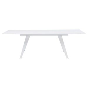 Biely rozkladací jedálenský stôl so sklenenou doskou Kare Design Amsterdam, 160 x 90 cm