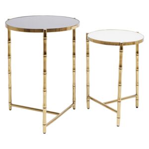 Sada 2 odkladacích stolíkov v zlatej farbe Kare Design Hipster Bamboo, ø 44,5 cm