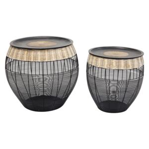Sada 2 čiernych odkladacích stolíkov Kare Design African Drums
