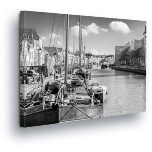 Obraz na plátne - Black and white harbor 80x60 cm