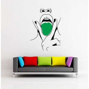 GLIX Lips swag - nálepka na stenu Čierná a zelená 50 x 70 cm