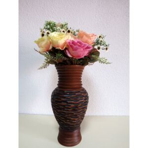 Drevená váza ROSA , ručná práca - Thajsko