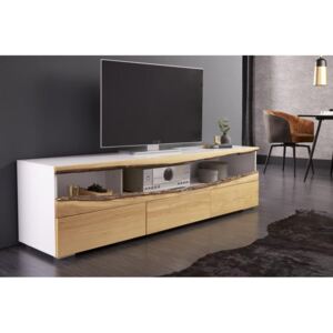IIG - Moderný TV stolík DIVOKÝ DUB 180 cm, matná biela