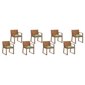 Set 8 ks. záhradných stoličiek SASAN (svetlohnedá) (so zelenými podsedákmi). Vlastná spoľahlivá doprava až k Vám domov
