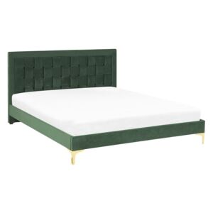 Manželská posteľ 160 cm LIMO (polyester) (tmavozelená) (s roštom). Vlastná spoľahlivá doprava až k Vám domov