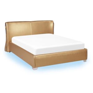Manželská posteľ 140 cm PARNAS (s roštom a LED osvetlením) (zlatá). Vlastná spoľahlivá doprava až k Vám domov