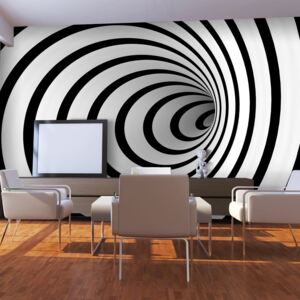 Fototapeta - Black and white 3D tunnel 450x270 cm