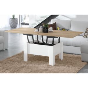 OSLO sonoma dub / biela, rozkladacia, zdvíhací konferenčný stôl, stolík